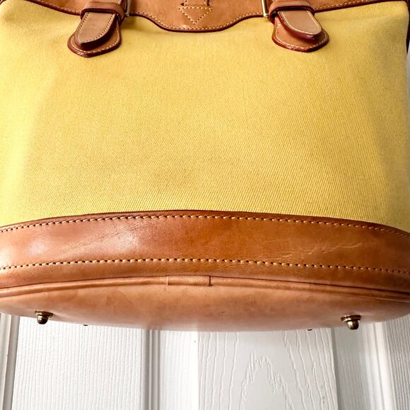 Dooney & Bourke Cabriolet Yellow Canvas Leather Trim Bucket Buckle Shoulder Bag - Picture 6 of 15